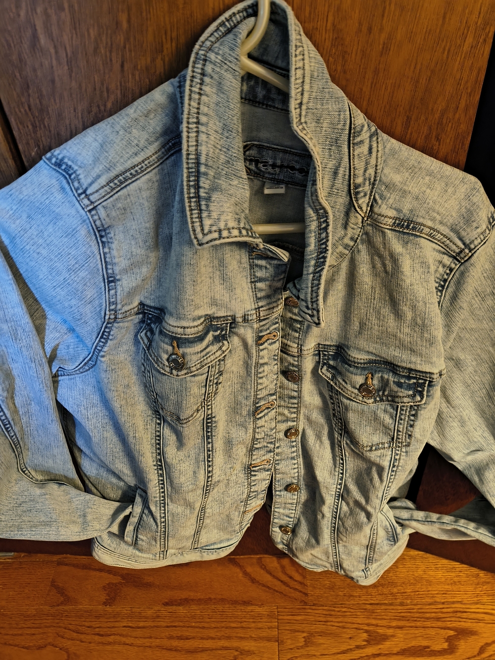 Maurices Light Blue Acid Wash Denim Jacket